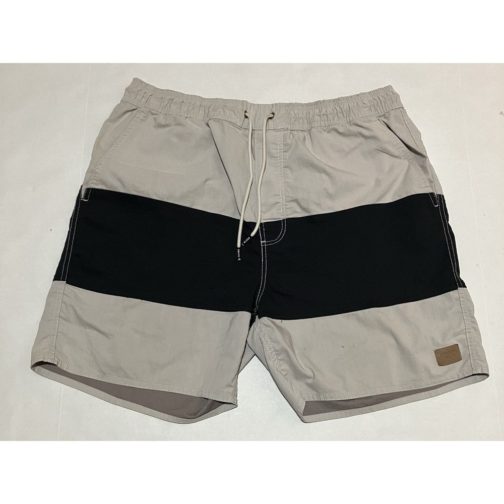 Brixton Shorts Men Size‎ XL Drawsting Stretch Beige Black Two Tone Beach Outdoor